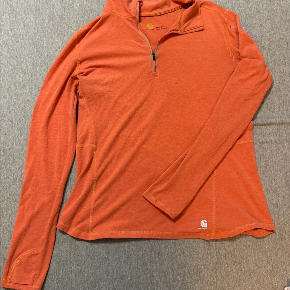 Carhartt Force Lightweight Coral 1/4 Zip-Neck Pullover M 8-10